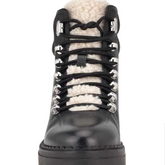 Marc Fisher LTD Nauru Women’s Black Natural Leather Lace Up Bootie Size 7.5 - Picture 2 of 8